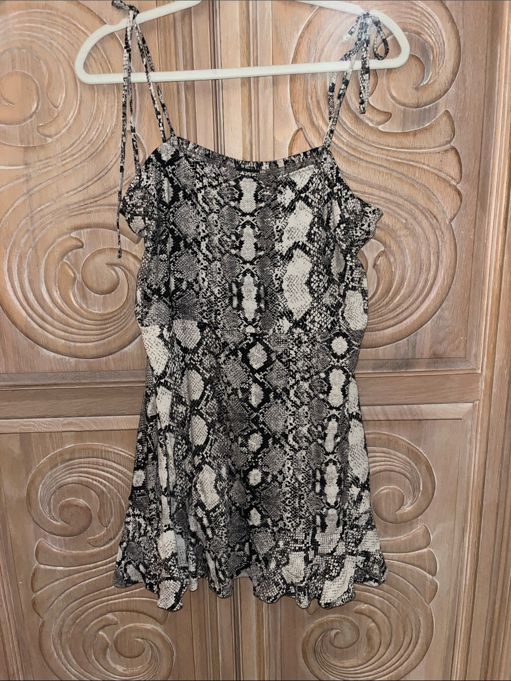 Express Snake-Print Slip Dress in Black & Cream